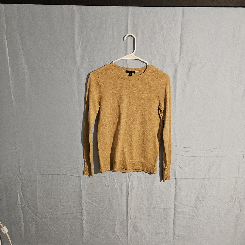 J CREW LONG SLEEVE TEE, GOLD XXS